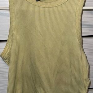 Sleeveless Ribbed Top - Olive